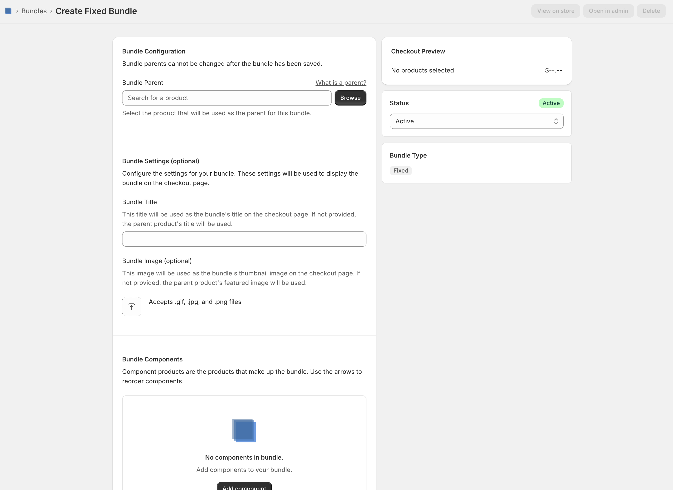 Fixed bundle configuration in Flex Bundles